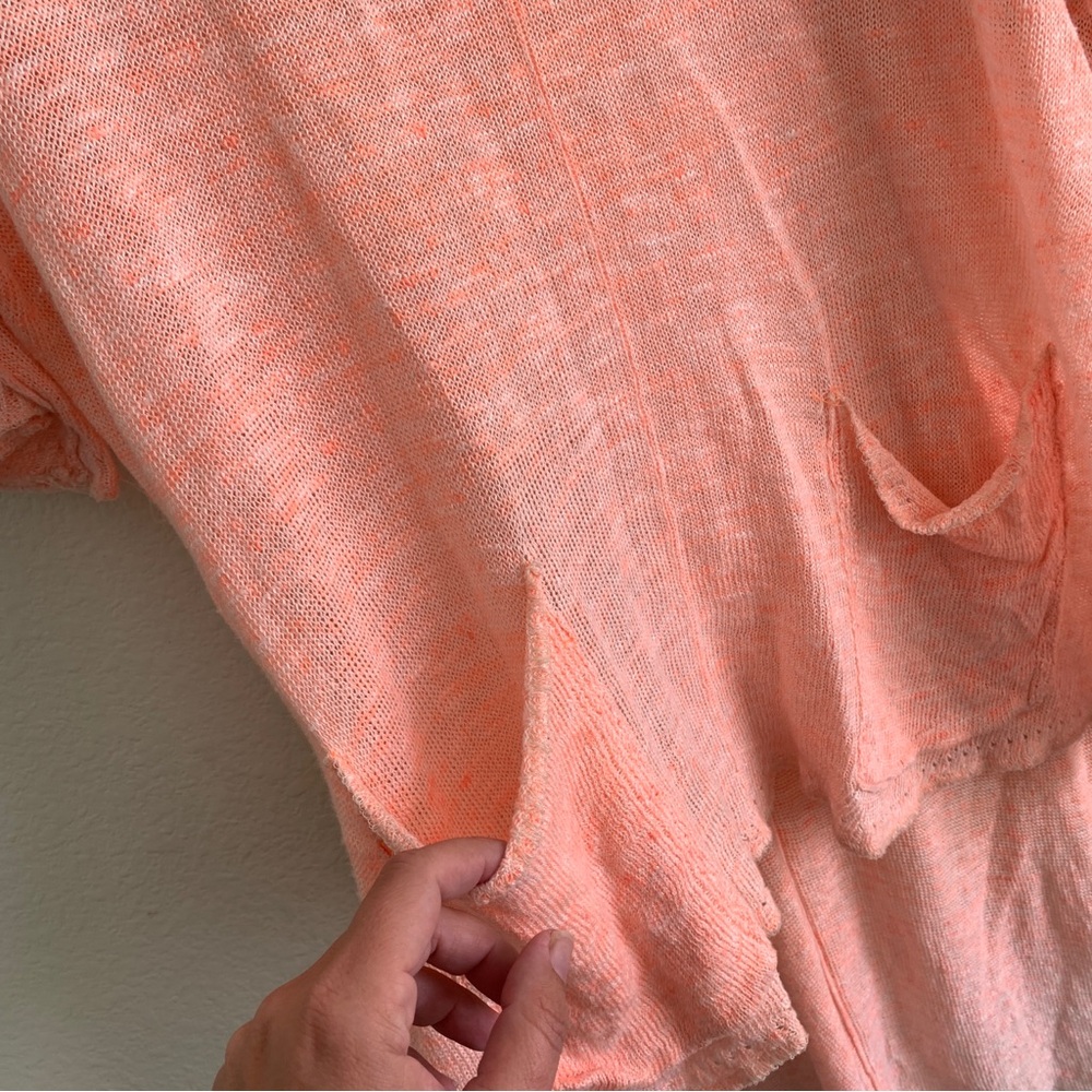 FREE PEOPLE high low pockets peach knit tunic top shirt XS coastal linen boxy - Picture 4 of 9